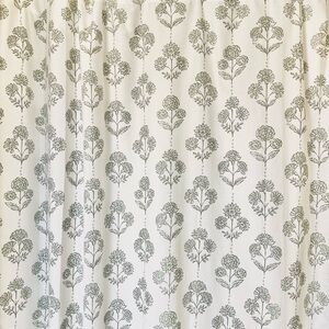 Shabby Chic White and Grey Green Floral Shower Curtain